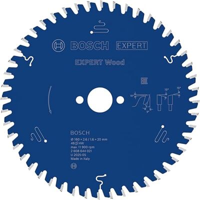 Bosch Professional 1x Kreissägeblatt Expert for Wood (Holz, Sägeblatt Ø 160 x 20 x 2,6 mm, 48 Zähne, Zubehör Kreissäge) Bosch Professional 1x Kreissägeblatt Expert for Wood (Holz, Sägeblatt Ø 160 x 20 x 2,6 mm, 48 Zähne, Zubehör Kreissäge)