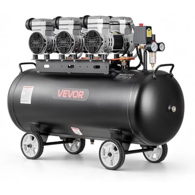 VEVOR 3 KW Druckluftkompressor, Ölfreier Kompressor mit 100 L Lufttank, Flüsterkompressor mit 198 L/min bei 6,2 bar & Max. 8 bar, Tragbarer Luftkompressor mit Rädern & Griff für Werkstatt Heimwerker VEVOR 3 KW Druckluftkompressor, Ölfreier Kompressor mit 100 L Lufttank, Flüsterkompressor mit 198 L/min bei 6,2 bar & Max. 8 bar, Tragbarer Luftkompressor mit Rädern & Griff für Werkstatt Heimwerker