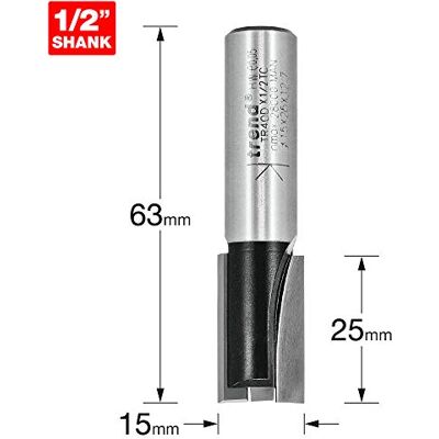 TREND Trade Gerader Zweischneider-Fräser, 1/2 Zoll Schaft, 15 mm, TCT Fräst saubere Nuten und Schlitze in Holz, mit 15 mm Schnittdurchmesser und 1/2 Zoll Schaft, TR40DX1/2TC TREND Trade Gerader Zweischneider-Fräser, 1/2 Zoll Schaft, 15 mm, TCT Fräst saubere Nuten und Schlitze in Holz, mit 15 mm Schnittdurchmesser und 1/2 Zoll Schaft, TR40DX1/2TC