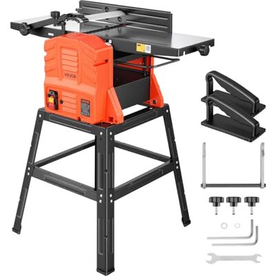 VEVOR Abricht- & Dickenhobelmaschine 254 mm Hobelbreite, 2,4 PS, 8000 U/min, mit Ständer, 2-Messer-Hobelmesserwelle, Aluminiumgusstisch, 0–3 mm Einstellbare Schnitttiefe, für Holzbearbeitung VEVOR Abricht- & Dickenhobelmaschine 254 mm Hobelbreite, 2,4 PS, 8000 U/min, mit Ständer, 2-Messer-Hobelmesserwelle, Aluminiumgusstisch, 0–3 mm Einstellbare Schnitttiefe, für Holzbearbeitung