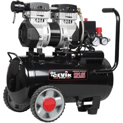 CEVIK PRO CA-PRO25SILENC – leiser Luftkompressor – 59 dB – 25 l – 1,5 PS – max. 8 Bar – 150 l/min – ohne Öl – zwei Luftausgänge – kompakt und tragbar – Farb- und Druckluftkompressor CEVIK PRO CA-PRO25SILENC – leiser Luftkompressor – 59 dB – 25 l – 1,5 PS – max. 8 Bar – 150 l/min – ohne Öl – zwei Luftausgänge – kompakt und tragbar – Farb- und Druckluftkompressor