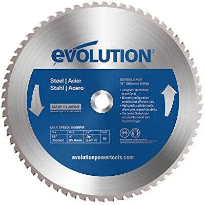 Evolution Power Tools Sägeblatt 355mm zum Schneiden von Baustahl, für Kreissäge und Kappsäge TCT Metallkreissägeblatt / Metallsägeblatt / Zaagblad zum Schneiden von Metall, Stahl 66TBLADE Evolution Power Tools Sägeblatt 355mm zum Schneiden von Baustahl, für Kreissäge und Kappsäge TCT Metallkreissägeblatt / Metallsägeblatt / Zaagblad zum Schneiden von Metall, Stahl 66TBLADE