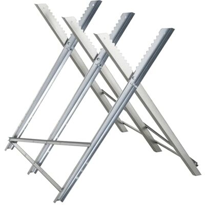 DURHAND Kettensägebock Sägebock zusammenklappbar Sägegestell für Brennholz Silber Metall 83 x 83 x 79 cm DURHAND Kettensägebock Sägebock zusammenklappbar Sägegestell für Brennholz Silber Metall 83 x 83 x 79 cm