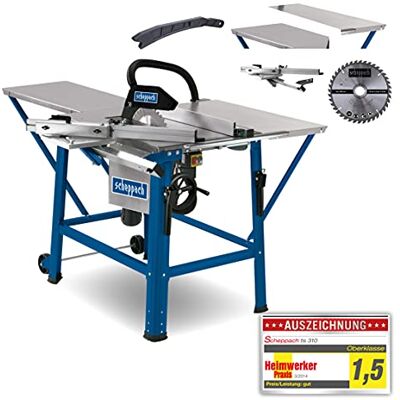 Scheppach Tischkreissäge TS310 400V Anschluss 2800W Leistung Sägeblatt Ø315mm Schnitthöhe 83 mm mit Tischverbreiterung, 2. Sägeblatt, Führungsschiene & Schiebeschlitten schwenkbar bis 45° Scheppach Tischkreissäge TS310 400V Anschluss 2800W Leistung Sägeblatt Ø315mm Schnitthöhe 83 mm mit Tischverbreiterung, 2. Sägeblatt, Führungsschiene & Schiebeschlitten schwenkbar bis 45°