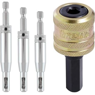 TREND Drill Bit Guides 4er-Set, für Schrauben Nr. 6, 8 und 10, bohren präzise Vorbohrungen mittig für alle versenkten Beschläge wie Scharniere oder Schlossstulpen, SNAP/DBG/SET TREND Drill Bit Guides 4er-Set, für Schrauben Nr. 6, 8 und 10, bohren präzise Vorbohrungen mittig für alle versenkten Beschläge wie Scharniere oder Schlossstulpen, SNAP/DBG/SET