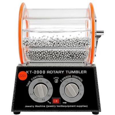 jiumxliu 150W Schmuck Kugelmühle Trommelpoliermaschine, Schmuck-Poliermaschine Polierer Reinigung & Polieren Schmuckwalzmaschine für Schmuck, Metall, Jade, 0-60 Minuten Timer, 5 Geschwindigkeiten jiumxliu 150W Schmuck Kugelmühle Trommelpoliermaschine, Schmuck-Poliermaschine Polierer Reinigung & Polieren Schmuckwalzmaschine für Schmuck, Metall, Jade, 0-60 Minuten Timer, 5 Geschwindigkeiten