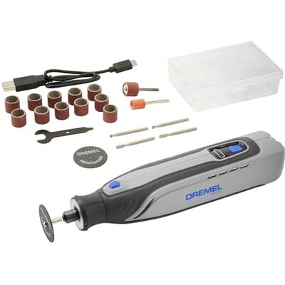 DREMEL 8150 Bürstenloses Akku-Multitool-Set, 7,2V 2Ah per USB-C aufladbarer Akku, 20 Zubehöre, Variable Drehzahl von 5.000 bis 30.000 U/min, LED-Frontlicht, Schneiden, Schärfen, Schnitzen, Schleifen DREMEL 8150 Bürstenloses Akku-Multitool-Set, 7,2V 2Ah per USB-C aufladbarer Akku, 20 Zubehöre, Variable Drehzahl von 5.000 bis 30.000 U/min, LED-Frontlicht, Schneiden, Schärfen, Schnitzen, Schleifen