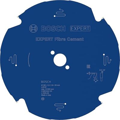 Bosch Professional Kreissägeblatt Expert for Fiber Cement (Faserzement, 190 x 20 x 2,2 mm, 4 Zähne, Zubehör Kreissäge) Bosch Professional Kreissägeblatt Expert for Fiber Cement (Faserzement, 190 x 20 x 2,2 mm, 4 Zähne, Zubehör Kreissäge)