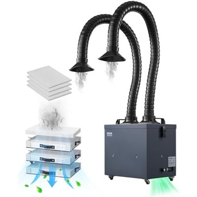 VEVOR Lötrauchabsorber mit Doppelschläuchen, 275-W-Schweißrauchabsauger mit 4-stufigen Filtern und 10 Geschwindigkeiten, 380 m³/h Lötrauchabsaugung zum Löten, Lasergravieren, Heimwerkerschweißen VEVOR Lötrauchabsorber mit Doppelschläuchen, 275-W-Schweißrauchabsauger mit 4-stufigen Filtern und 10 Geschwindigkeiten, 380 m³/h Lötrauchabsaugung zum Löten, Lasergravieren, Heimwerkerschweißen