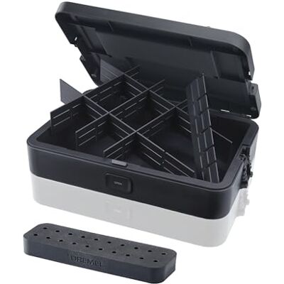 DREMEL Box zur Werkzeugaufbewahrung mit 6 Trennwänden und Zubehörhalter, individuell anpassbarer Organizer für Multitool-Zubehör, Kleinteile, kompaktes & stapelbares Aufbewahrungssystem DREMEL Box zur Werkzeugaufbewahrung mit 6 Trennwänden und Zubehörhalter, individuell anpassbarer Organizer für Multitool-Zubehör, Kleinteile, kompaktes & stapelbares Aufbewahrungssystem