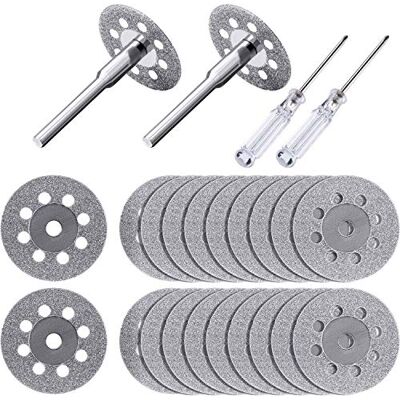 Hestya 20 Stücke 22 mm Diamant Trennscheibe mit 4 Stück 3 mm Dorn und 2 Stück Kreuz Kristall Schraubendreher für Dremel Präzisionswerkzeuge Hestya 20 Stücke 22 mm Diamant Trennscheibe mit 4 Stück 3 mm Dorn und 2 Stück Kreuz Kristall Schraubendreher für Dremel Präzisionswerkzeuge