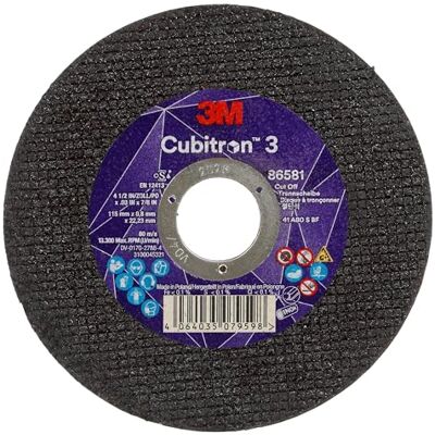 Cubitron 3M 3 Trennscheibe, 86581, 80+, T41, 115 mm x 0,8 mm x 22,23 mm, EN, 25/Pack Cubitron 3M 3 Trennscheibe, 86581, 80+, T41, 115 mm x 0,8 mm x 22,23 mm, EN, 25/Pack