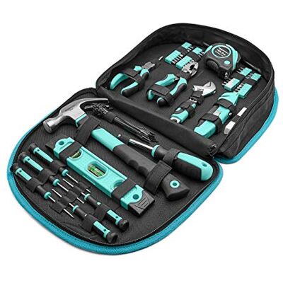 Amazon Werkzeugset mit leicht zu tragender runder Tasche, 104-teilig, Türkis, 36,5 x 29 x 7,6 cm Amazon Werkzeugset mit leicht zu tragender runder Tasche, 104-teilig, Türkis, 36,5 x 29 x 7,6 cm