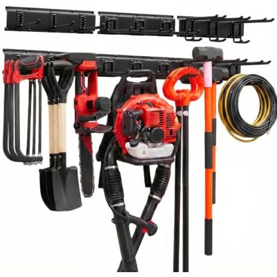 VEVOR Gerätehalter Wandhalterung Werkzeughalter 1257,3mm 272kg Tragkraft Zur Wandmontage, Kohlenstoffstahl, 3 Schienen + 9 Haken, Mit Schrauben + Dübeln, Werkzeugorganizer für Garage Keller Garten VEVOR Gerätehalter Wandhalterung Werkzeughalter 1257,3mm 272kg Tragkraft Zur Wandmontage, Kohlenstoffstahl, 3 Schienen + 9 Haken, Mit Schrauben + Dübeln, Werkzeugorganizer für Garage Keller Garten