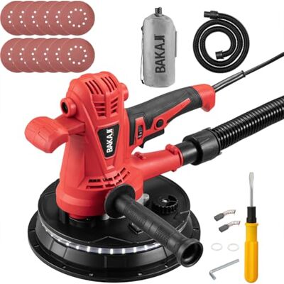 BAKAJI Wand- und Deckenschleifmaschine, zusammenklappbar, Giraffe, Gipskarton, automatische Staubabsaugung mit LED-Licht, Teleskopstange und 6 Schleifscheiben (manuell mit Beutel 1280 W) BAKAJI Wand- und Deckenschleifmaschine, zusammenklappbar, Giraffe, Gipskarton, automatische Staubabsaugung mit LED-Licht, Teleskopstange und 6 Schleifscheiben (manuell mit Beutel 1280 W)