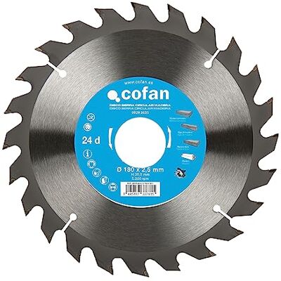 Cofan 9292635 Kreissägeblatt für Holz, A~180 x 2,5 x 30 mm, 24 Zähne für Heimwerker & Profis, ideal für Schneid- und Endbearbeitungsarbeiten, 30 mm Cofan 9292635 Kreissägeblatt für Holz, A~180 x 2,5 x 30 mm, 24 Zähne für Heimwerker & Profis, ideal für Schneid- und Endbearbeitungsarbeiten, 30 mm