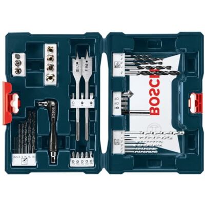 Bosch MS4041 41-teiliges Bohr- und Fahrmischset mit mitgeliefertem Koffer für Anwendungen in Holz, Metall, Mauerwerk Bosch MS4041 41-teiliges Bohr- und Fahrmischset mit mitgeliefertem Koffer für Anwendungen in Holz, Metall, Mauerwerk