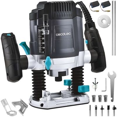 Cecotec Tauch-Oberfräse MultiShape 900 Inmersion. 1200 W, Frästiefe 55 mm, 6 Stufen 16.000-30.000 U/min, 5 Fräser, 6/6,35/8 mm, Tiefenverstellung, Parallelanschlag, Staubabsaugung, für Holz & DIY Cecotec Tauch-Oberfräse MultiShape 900 Inmersion. 1200 W, Frästiefe 55 mm, 6 Stufen 16.000-30.000 U/min, 5 Fräser, 6/6,35/8 mm, Tiefenverstellung, Parallelanschlag, Staubabsaugung, für Holz & DIY