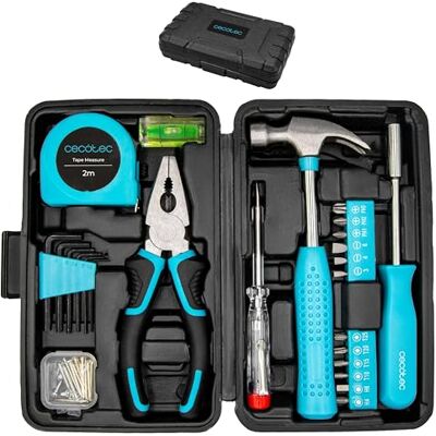 Cecotec Werkzeugbox ToolBox EasyGo. Mini-Set mit Hammer, Maßband, Zange, Wasserwaage, Fein-Schraubendreher & Bithalter, plus 68-tlg. Bits/Schrauben/Inbus, CR-V, leicht, kompakt und mobil Cecotec Werkzeugbox ToolBox EasyGo. Mini-Set mit Hammer, Maßband, Zange, Wasserwaage, Fein-Schraubendreher & Bithalter, plus 68-tlg. Bits/Schrauben/Inbus, CR-V, leicht, kompakt und mobil
