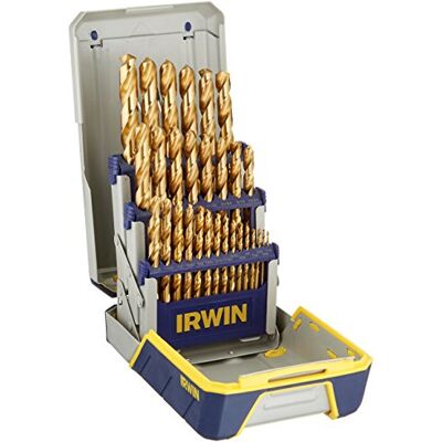 IRWIN Titanium-Nitride Coated Metal Index Drill Bit Set with Case, 29-Piece, 3018003 IRWIN Titanium-Nitride Coated Metal Index Drill Bit Set with Case, 29-Piece, 3018003