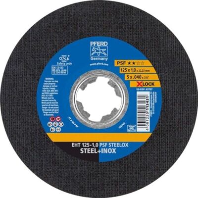 PFERD TOOLS Trennscheibe, 25 Stück, 125 x 1,0mm, gerade, X-LOCK (22,23 mm), PSF STEELOX, 61721101 – für schnelle und komfortable Werkzeugwechsel PFERD TOOLS Trennscheibe, 25 Stück, 125 x 1,0mm, gerade, X-LOCK (22,23 mm), PSF STEELOX, 61721101 – für schnelle und komfortable Werkzeugwechsel