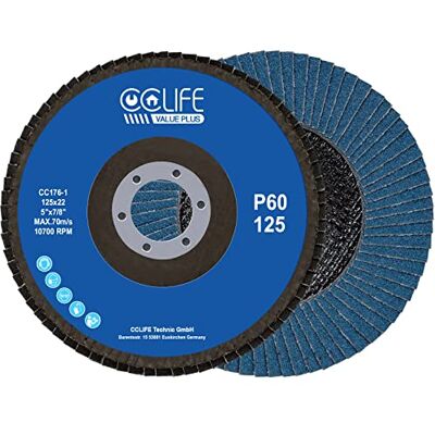 CCLIFE 10 Stück Schleifscheiben ø125mm P60 / P80 - Metall, Holz, Stahl CCLIFE 10 Stück Schleifscheiben ø125mm P60 / P80 - Metall, Holz, Stahl