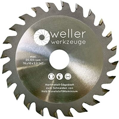Wellerwerkzeuge I Profi HM Sägeblatt Trennscheibe ⌀76x10mm 24 Zähne für Holz Kunststoff Aluminium passend für Akku Kreissäge Trennsäge Kappsäge 12V 10,8V Wellerwerkzeuge I Profi HM Sägeblatt Trennscheibe ⌀76x10mm 24 Zähne für Holz Kunststoff Aluminium passend für Akku Kreissäge Trennsäge Kappsäge 12V 10,8V