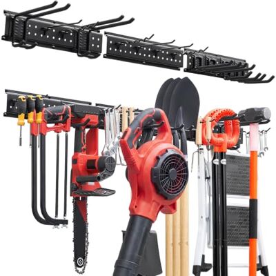 VEVOR Gerätehalter Wandhalterung Werkzeughalter 1257,3mm 272kg Belastbar Zur Wandmontage, Kohlenstoffstahl, 3 Schienen + 12 Haken, Mit Schrauben + Dübeln, Werkzeugorganizer für Garage Keller Garten VEVOR Gerätehalter Wandhalterung Werkzeughalter 1257,3mm 272kg Belastbar Zur Wandmontage, Kohlenstoffstahl, 3 Schienen + 12 Haken, Mit Schrauben + Dübeln, Werkzeugorganizer für Garage Keller Garten