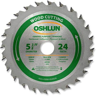 Oshlun SBW-054024 5-3/8 Zoll 24 Zähne ATB Allzweck- und Trimmsägeblatt mit 20 mm Dorn (5/8 Zoll und 10 mm Buchsen) Oshlun SBW-054024 5-3/8 Zoll 24 Zähne ATB Allzweck- und Trimmsägeblatt mit 20 mm Dorn (5/8 Zoll und 10 mm Buchsen)