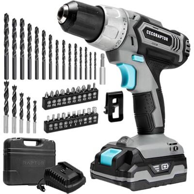 Cecotec Akku-Bohrschrauber CecoRaptor Perfect Drill 2020 Advance, 20 V 2000 mAh, 46 Nm, 2 Gänge 0-400/0-1550 rpm, 25+1 Stufen, 2-13 mm Schnellspannfutter, LED, Koffer mit 20 Bits + 20 Bohrern Cecotec Akku-Bohrschrauber CecoRaptor Perfect Drill 2020 Advance, 20 V 2000 mAh, 46 Nm, 2 Gänge 0-400/0-1550 rpm, 25+1 Stufen, 2-13 mm Schnellspannfutter, LED, Koffer mit 20 Bits + 20 Bohrern