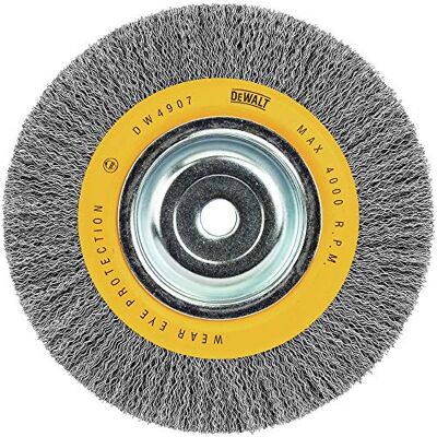DEWALT Drahtbürste - 8-Zoll gezackt - 5/8-Zoll Bohrung - Breite Oberfläche - .014-Zoll DEWALT Drahtbürste - 8-Zoll gezackt - 5/8-Zoll Bohrung - Breite Oberfläche - .014-Zoll