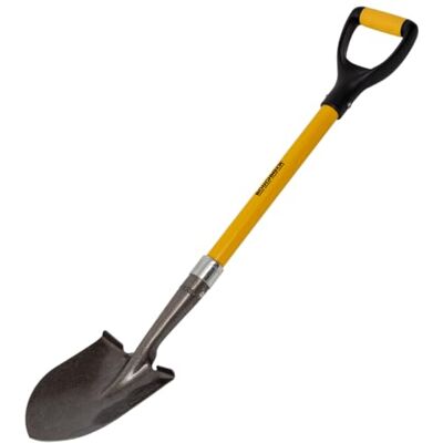 Roughneck Mini-Schaufel 880 mm (34½ Zoll) – Rundblatt aus Kohlenstoffstahl, Fiberglasgriff, D-Griff und Trittflächen für Arbeiten auf engstem Raum Roughneck Mini-Schaufel 880 mm (34½ Zoll) – Rundblatt aus Kohlenstoffstahl, Fiberglasgriff, D-Griff und Trittflächen für Arbeiten auf engstem Raum