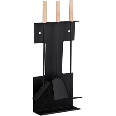 Relaxdays Kaminbesteck modern, 4 teilige Kamingarnitur, mit Schaufel, Besen, Schürhaken und Halter, Ofenbesteck, schwarz, 66 x 28 x 11 cm Relaxdays Kaminbesteck modern, 4 teilige Kamingarnitur, mit Schaufel, Besen, Schürhaken und Halter, Ofenbesteck, schwarz, 66 x 28 x 11 cm