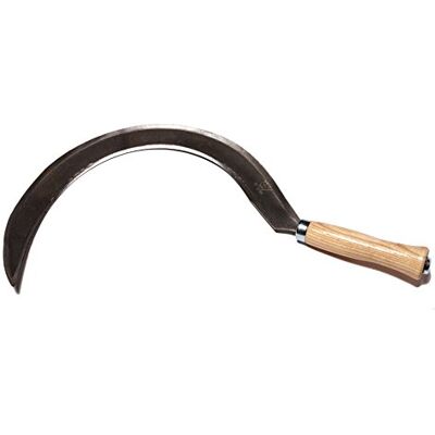 Unbekannt Gartensichel, geschmiedet, Gr. 0, für Linkshänder, mit lackiertem Eschengriff Unbekannt Gartensichel, geschmiedet, Gr. 0, für Linkshänder, mit lackiertem Eschengriff