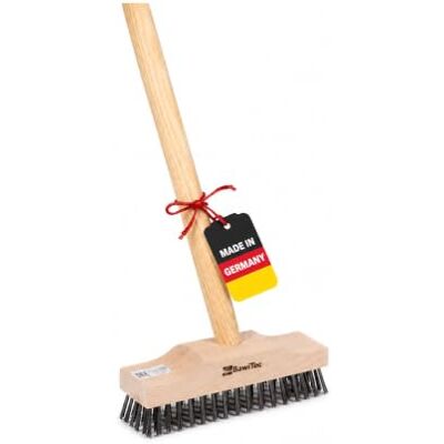 BawiTec Stahldrahtschrubber 22cm Drahtschrubber mit Stiel Drahtborsten Schrubber Stahldrahtborsten 35mm, Mit Geräte-Holzstiel 140cm, Für grobe Verschmutzungen BawiTec Stahldrahtschrubber 22cm Drahtschrubber mit Stiel Drahtborsten Schrubber Stahldrahtborsten 35mm, Mit Geräte-Holzstiel 140cm, Für grobe Verschmutzungen