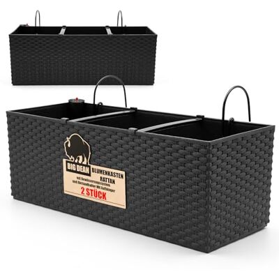 BigDean 2 Stück Blumenkasten 50cm mit Wasserspeicher & Anzeiger & Halter wetterfest BigDean 2 Stück Blumenkasten 50cm mit Wasserspeicher & Anzeiger & Halter wetterfest