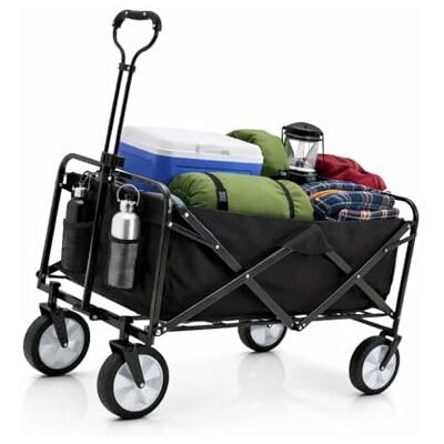 BigDean Bollerwagen faltbar 105L bis 100 kg belastbar klappbarer Handwagen mit ausziehbarer Deichsel & Netztaschen – Bollerwagen faltbar Kinder Faltbarer Bollerwagen BigDean Bollerwagen faltbar 105L bis 100 kg belastbar klappbarer Handwagen mit ausziehbarer Deichsel & Netztaschen – Bollerwagen faltbar Kinder Faltbarer Bollerwagen