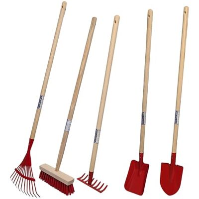 Land-Haus-Shop Kinder Gartengeräte Set, 5er Set ROT mit Besen Besen, Spaten, Harke, Rechen, Schaufel, Spielzeug Garten Geräte massiv Land-Haus-Shop Kinder Gartengeräte Set, 5er Set ROT mit Besen Besen, Spaten, Harke, Rechen, Schaufel, Spielzeug Garten Geräte massiv