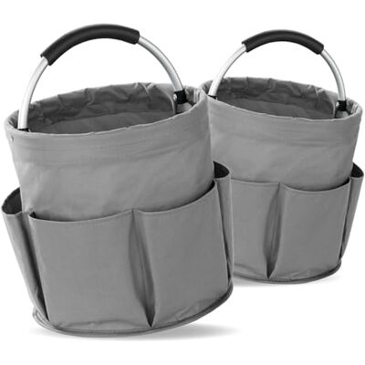 Maximex Reinigungs Caddy, 2er Set, Putztasche mit 6 Außenfächern, 16 l Hauptfach, Organizer für Putzmittel und Zubehör, gepolsterter Tragegriff, faltbar, wasserabweisend, Ø 28 x 26,5 cm,Polyester,Grau Maximex Reinigungs Caddy, 2er Set, Putztasche mit 6 Außenfächern, 16 l Hauptfach, Organizer für Putzmittel und Zubehör, gepolsterter Tragegriff, faltbar, wasserabweisend, Ø 28 x 26,5 cm,Polyester,Grau