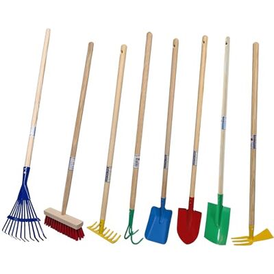 Land-Haus-Shop Kinder Gartengeräte Set, 8 Teile Besen, Spaten, Harke, Rechen, Schaufel, Spielzeug Garten Geräte massiv Land-Haus-Shop Kinder Gartengeräte Set, 8 Teile Besen, Spaten, Harke, Rechen, Schaufel, Spielzeug Garten Geräte massiv