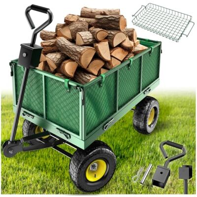 tectake ® Bollerwagen, Transportwagen, Gartenwagen, Handwagen, Leiterwagen mit aufklappbaren Seitenwände, Transportkarre, belastbar bis 550 Kg, Trolley mit gepolsterter Handgriff grün tectake ® Bollerwagen, Transportwagen, Gartenwagen, Handwagen, Leiterwagen mit aufklappbaren Seitenwände, Transportkarre, belastbar bis 550 Kg, Trolley mit gepolsterter Handgriff grün