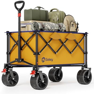 Sekey XXL 4031 All Terrain Bollerwagen Faltbar 135L 150KG Belastbar Leichter Faltbollerwagen mit Breite 17x8,5cm Räder Handwagen mit Bremse, Patentiert 4-Wege-Sofortaufbau Transportwagen, Gelb Sekey XXL 4031 All Terrain Bollerwagen Faltbar 135L 150KG Belastbar Leichter Faltbollerwagen mit Breite 17x8,5cm Räder Handwagen mit Bremse, Patentiert 4-Wege-Sofortaufbau Transportwagen, Gelb