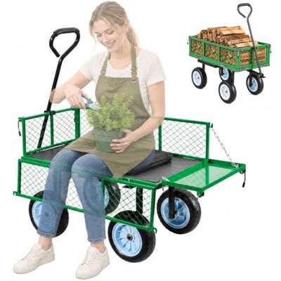 VEVOR Bollerwagen 226,8 kg Tragkraft, Gartenwagen mit Sitz & PU-Rädern, Transportwagen mit Werkzeugablage & Verstellbarem Griff, Gerätewagen für Rasen, Terrasse, Garten & Grünflächen, VEVOR Bollerwagen 226,8 kg Tragkraft, Gartenwagen mit Sitz & PU-Rädern, Transportwagen mit Werkzeugablage & Verstellbarem Griff, Gerätewagen für Rasen, Terrasse, Garten & Grünflächen,