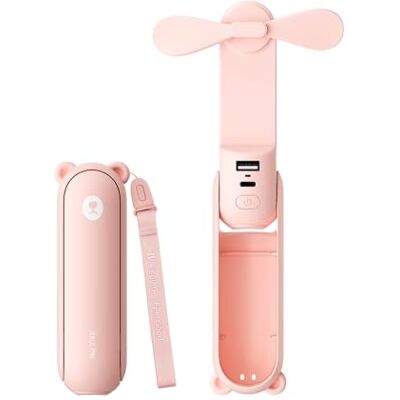 JISULIFE 3-in-1 Tragbarer Ventilator mit Powerbank und Taschenlampe 19H Max Kühlung, USB Handventilator, Taschenventilator für Reisen,Kreuzfahrten,Konzerte,Make-up, Sommergeschenke für Frauen JISULIFE 3-in-1 Tragbarer Ventilator mit Powerbank und Taschenlampe 19H Max Kühlung, USB Handventilator, Taschenventilator für Reisen,Kreuzfahrten,Konzerte,Make-up, Sommergeschenke für Frauen