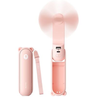 JISULIFE 3-in-1 Tragbarer Ventilator mit Powerbank und Taschenlampe 19H Max Kühlung, USB Handventilator, Taschenventilator für Reisen,Kreuzfahrten,Konzerte,Make-up, Sommergeschenke für Frauen JISULIFE 3-in-1 Tragbarer Ventilator mit Powerbank und Taschenlampe 19H Max Kühlung, USB Handventilator, Taschenventilator für Reisen,Kreuzfahrten,Konzerte,Make-up, Sommergeschenke für Frauen