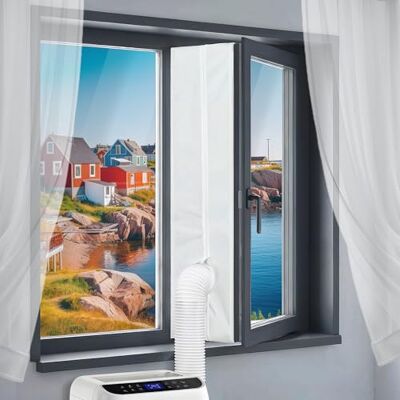 SlypeGeo Klimaanlage Fensterabdichtung, Fensterabdichtung für Mobile Klimageräte, Wäschetrockner, Ablufttrockne, Hot Air Stop Geeignet für Universell Fenster, Flügelfenster, Dachfenster, Kein Bohren, 400CM SlypeGeo Klimaanlage Fensterabdichtung, Fensterabdichtung für Mobile Klimageräte, Wäschetrockner, Ablufttrockne, Hot Air Stop Geeignet für Universell Fenster, Flügelfenster, Dachfenster, Kein Bohren, 400CM