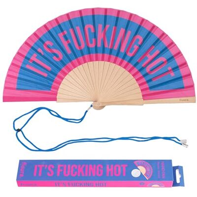 FISURA – Handfächer aus Holz mit der Aufschrift F*cking hot“. Farbenfrohes, originelles Design in Blau und Rosa, tragbarer Ventilator mit Aufhänger. Perfekt für den Sommer. Maße: 42,5 x 23 cm FISURA – Handfächer aus Holz mit der Aufschrift F*cking hot“. Farbenfrohes, originelles Design in Blau und Rosa, tragbarer Ventilator mit Aufhänger. Perfekt für den Sommer. Maße: 42,5 x 23 cm