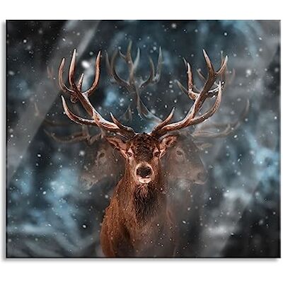 Pixxprint Machtvoller Hirsch im Winterwald Herdabdeckplatte & Spritzschutz aus Echtglas Für Herd-Kochfelder 60x52 cm Pixxprint Machtvoller Hirsch im Winterwald Herdabdeckplatte & Spritzschutz aus Echtglas Für Herd-Kochfelder 60x52 cm