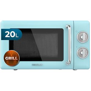 Cecotec Mikrowelle mit Grill Proclean 3110 Retro Blue Mechanische, 700 W in 6 Stufen, Timer bis zu 30 Minuten, Auftaumodus, Vintage-Design in Blau, Stahl-Finish Cecotec Mikrowelle mit Grill Proclean 3110 Retro Blue Mechanische, 700 W in 6 Stufen, Timer bis zu 30 Minuten, Auftaumodus, Vintage-Design in Blau, Stahl-Finish