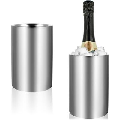 com-four ® 2x Flaschenkühler, Sektkühler in matt, Eiswürfelkübel doppelwandiger Weinkühler Eiswürfelkühler mit 10,5 cm Innendurchmesser com-four ® 2x Flaschenkühler, Sektkühler in matt, Eiswürfelkübel doppelwandiger Weinkühler Eiswürfelkühler mit 10,5 cm Innendurchmesser
